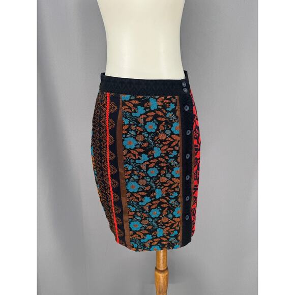 Dolan Left Coast Collection Skirt Womens Petite XS Navy Multi Jacquard Floral - Picture 2 of 11